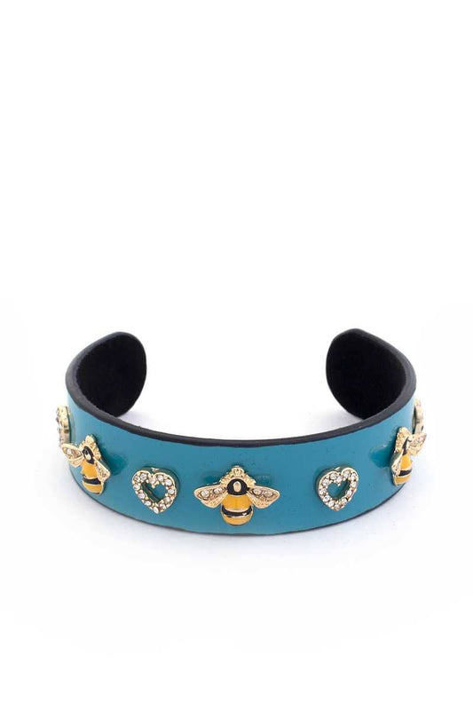 Bee Heart Charm Cuff Bracelet