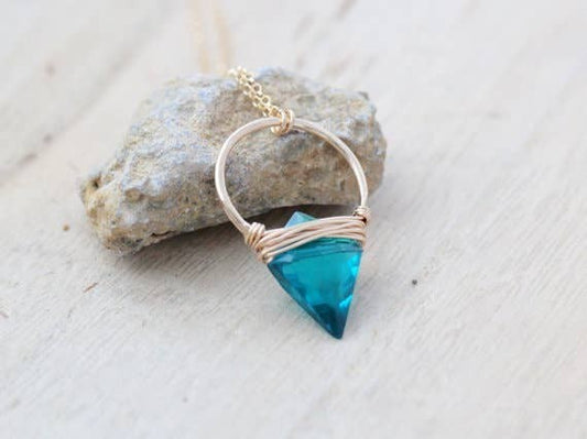 Long Albatross Necklace, Teal Quartz — 28"