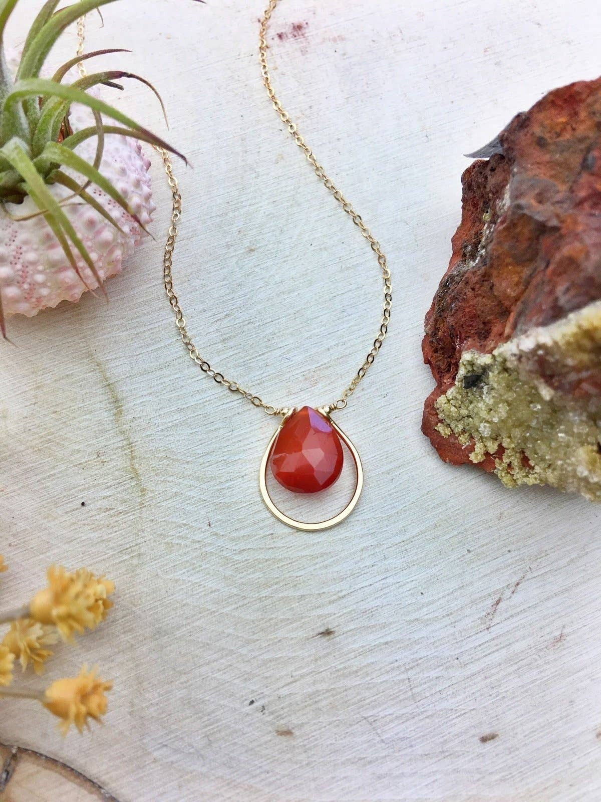 Carnelian Necklace, 14k Gold Fill Framework