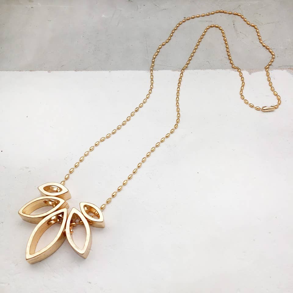Long Plated Leaf Necklace