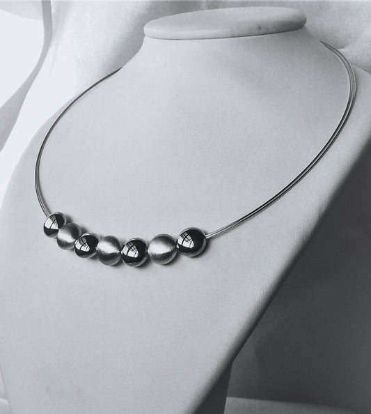 Sterling Silver Orb Collar Necklace