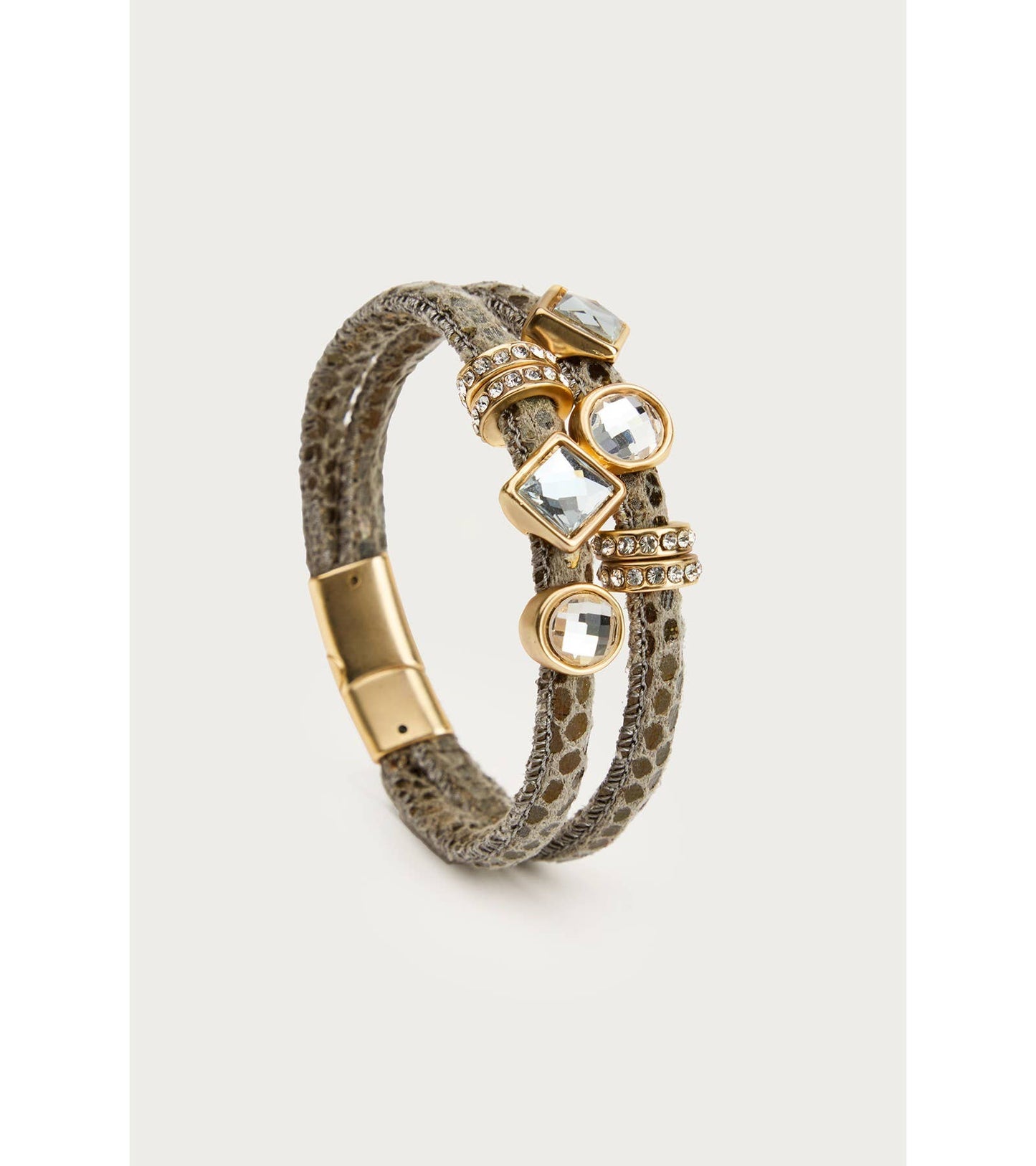 Bling Charm Leather Scale Bracelet