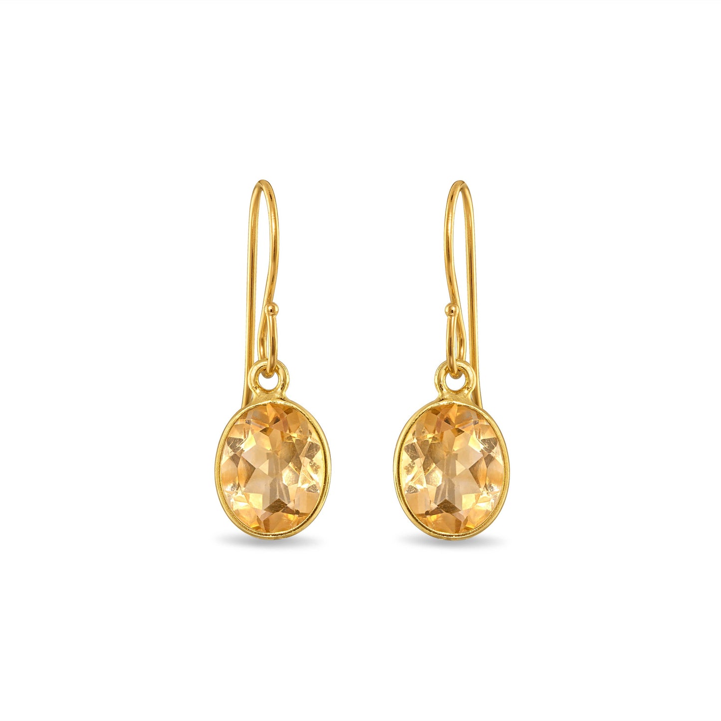 Bezeled Oval Citrine Gemdrop Earrings