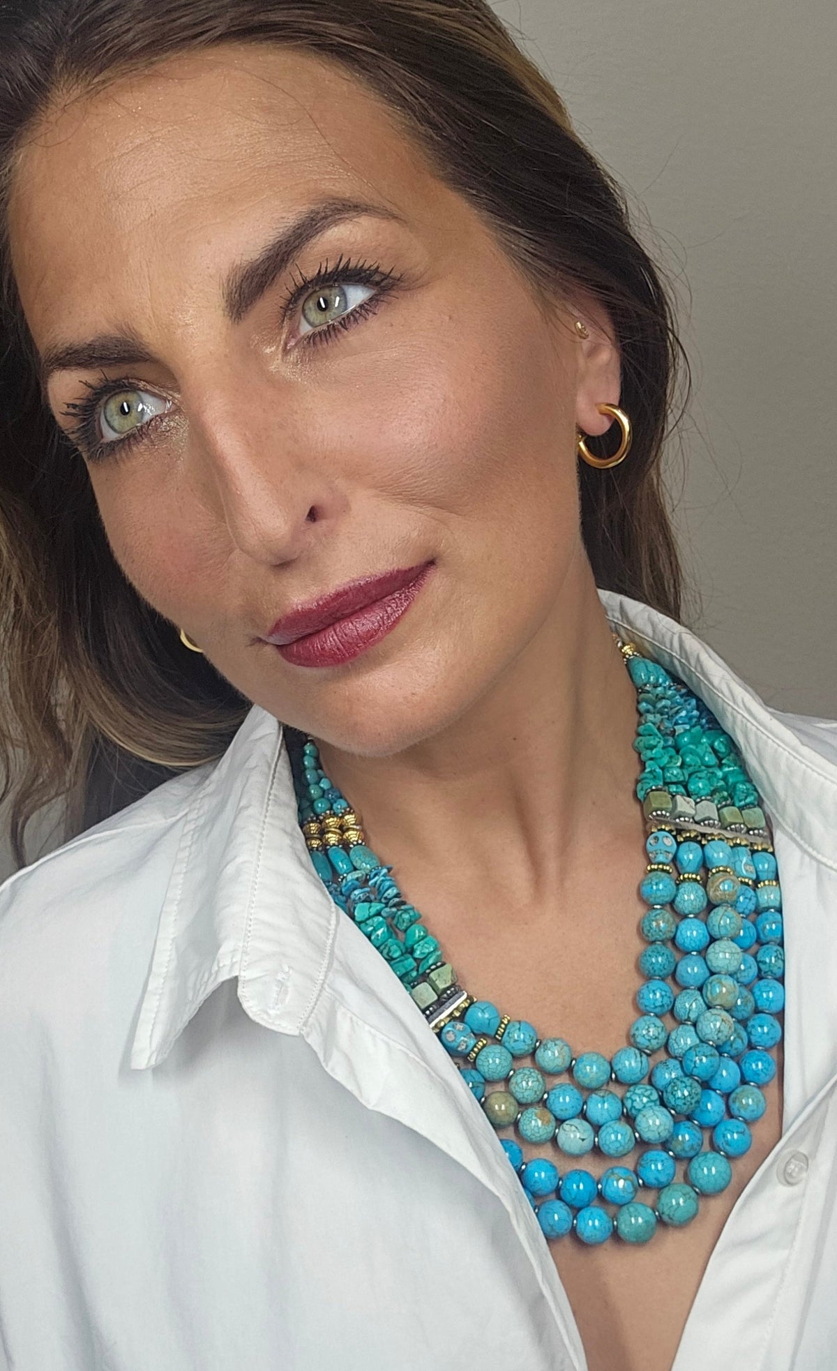 Blue Magnesite & Turquoise Necklace by Masha Archer