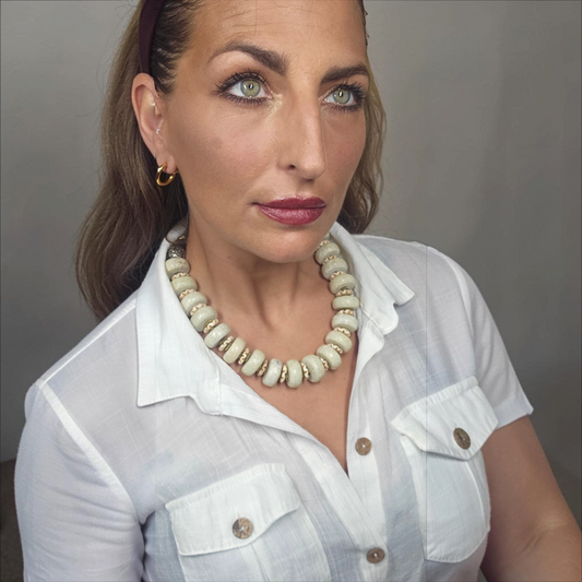 Masha Archer’s White Jade Wreath Necklace