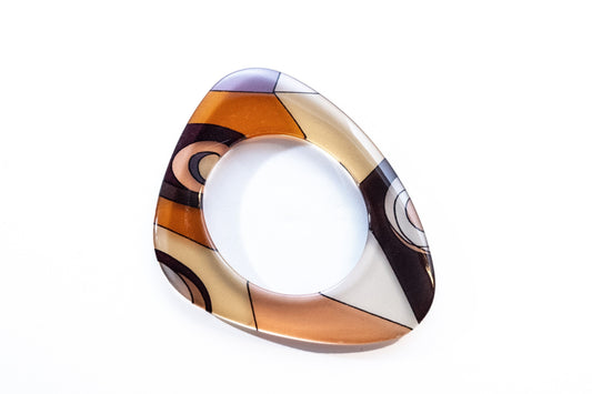 Caramel & Blue Abstract Flat Acrylic Bangle