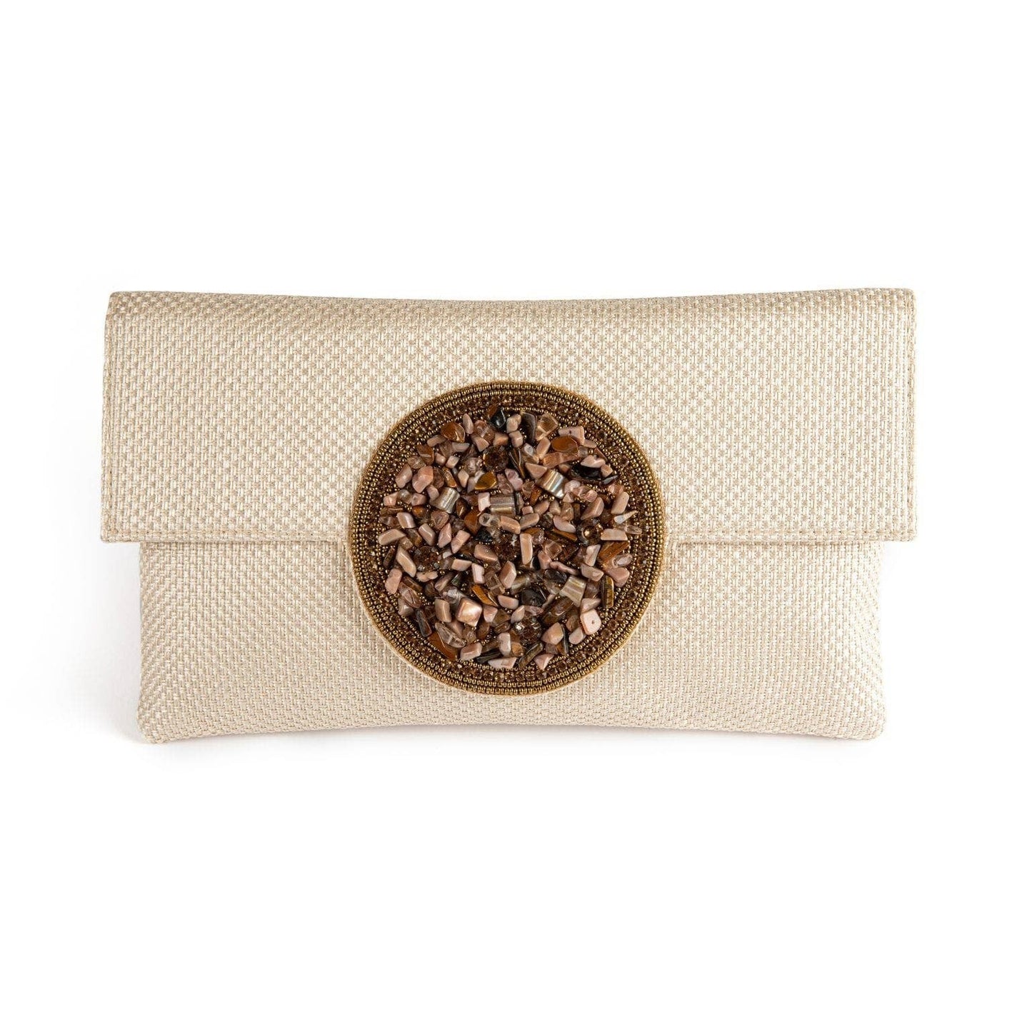Beige Medallion Clutch