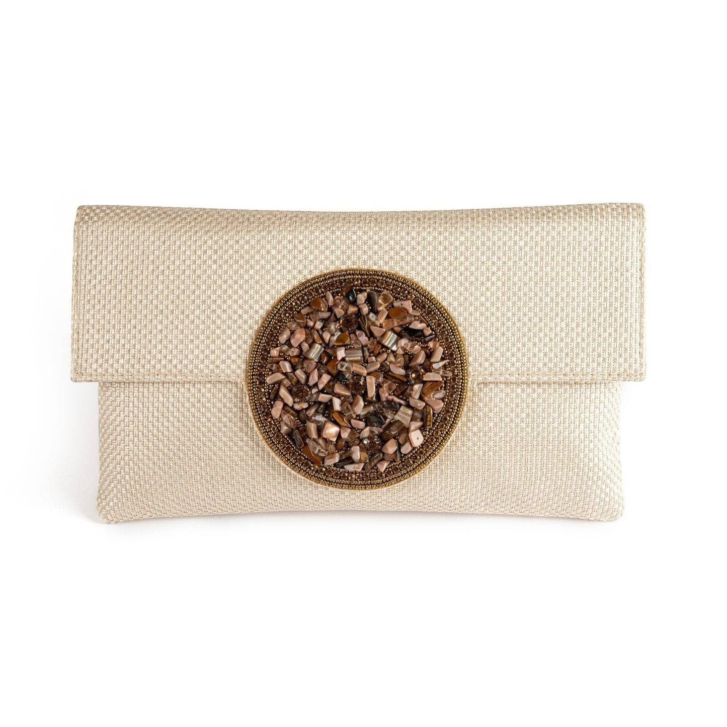 Beige Medallion Clutch