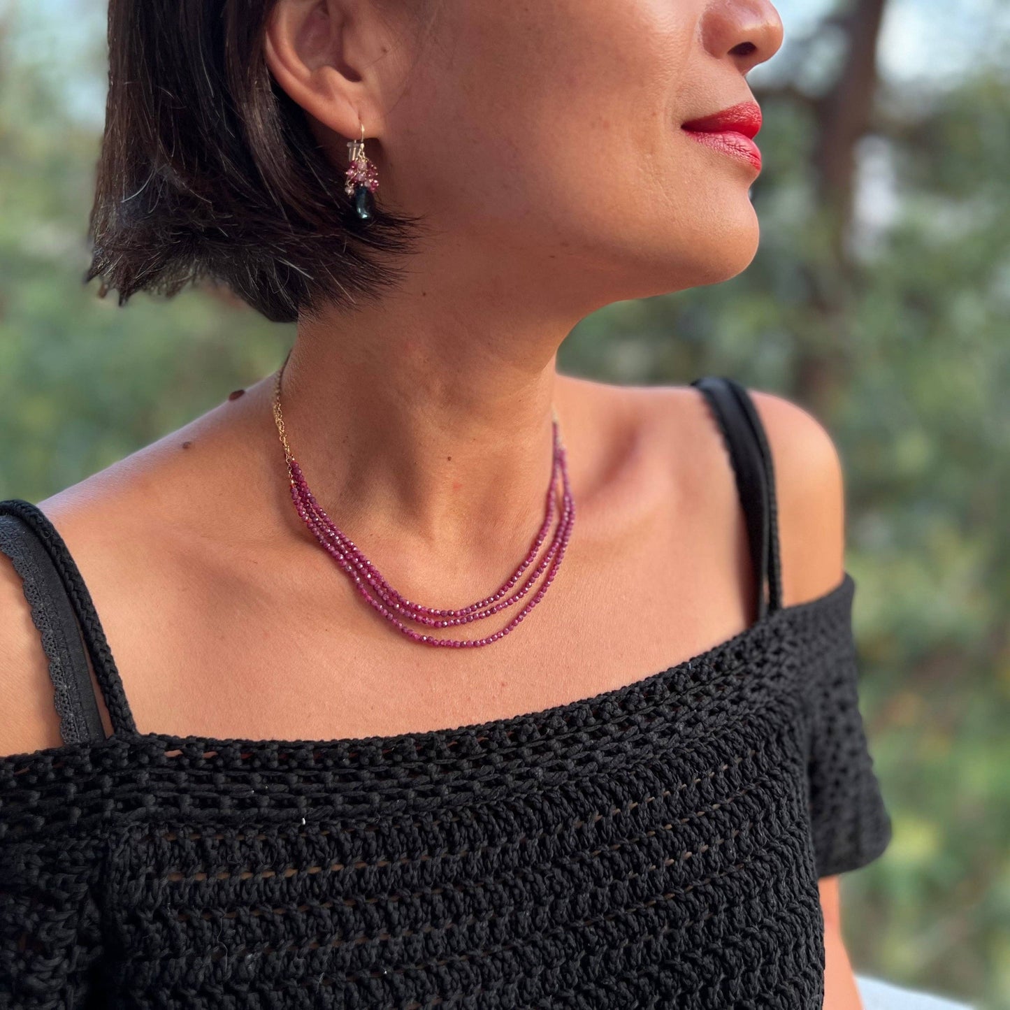 Three Strand Ruby Necklace
