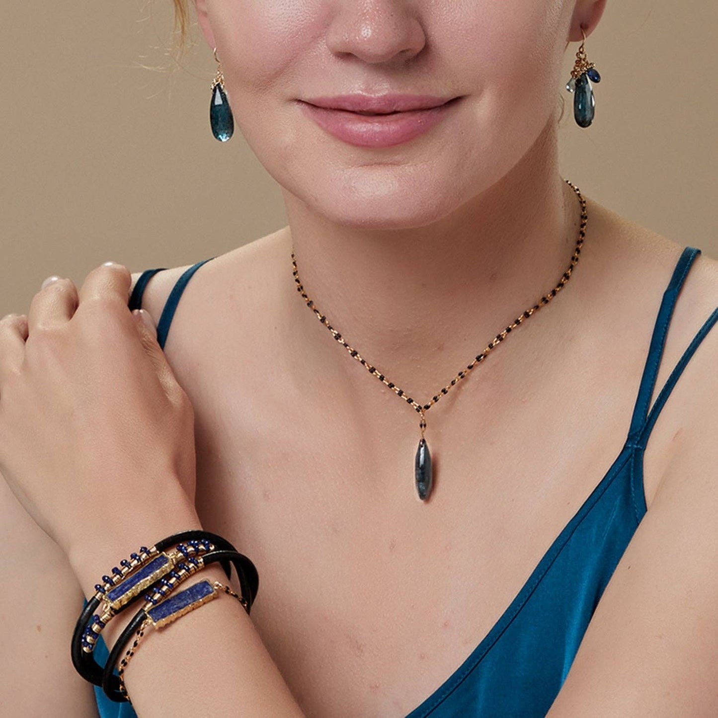Kyanite Long Pear Earrings