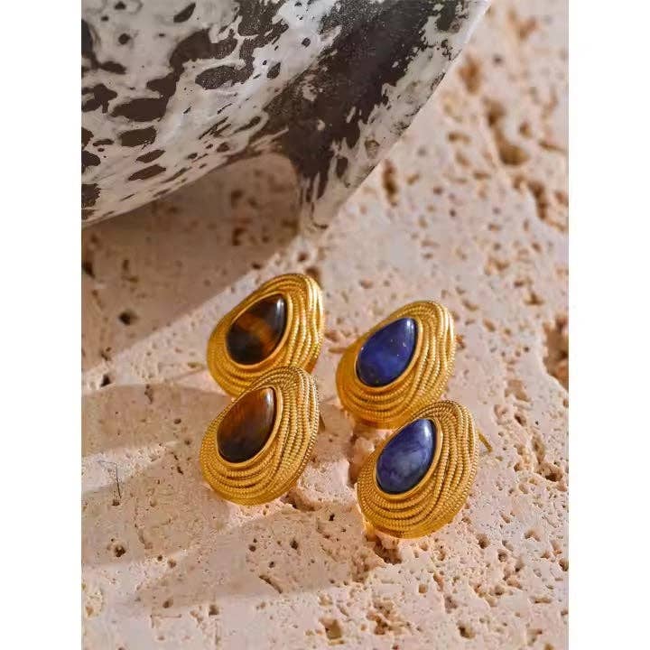Vintage Drop Tiger's Eye Earrings