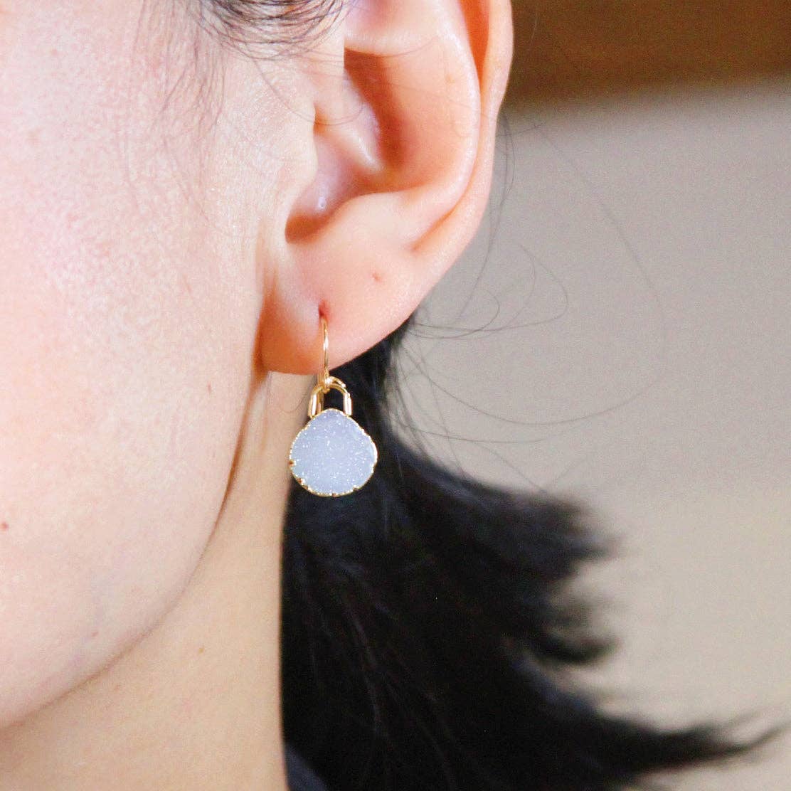 Romeo Blue Geode Earrings, Gold-Filled