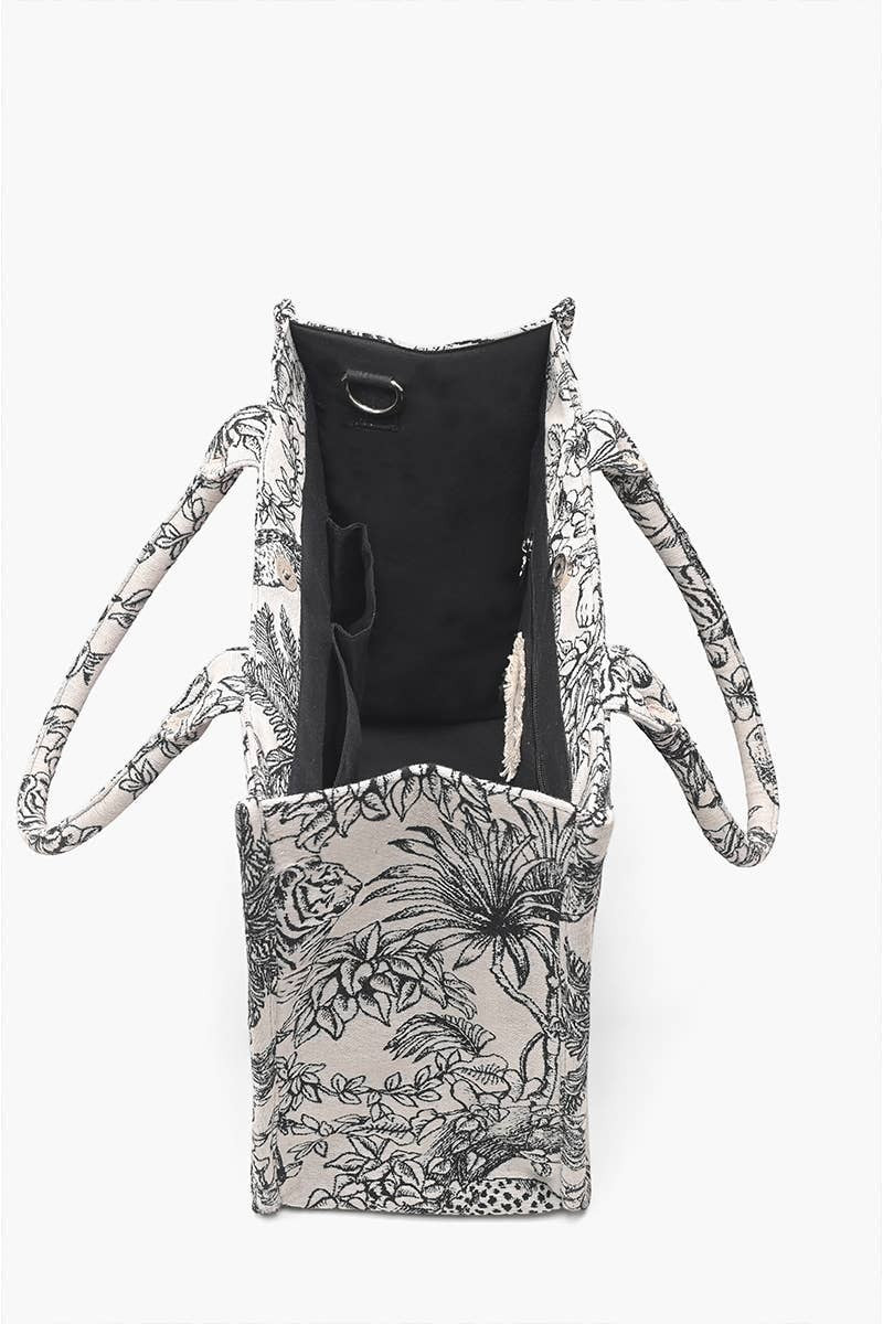 Leopard Floral Embellished Tote