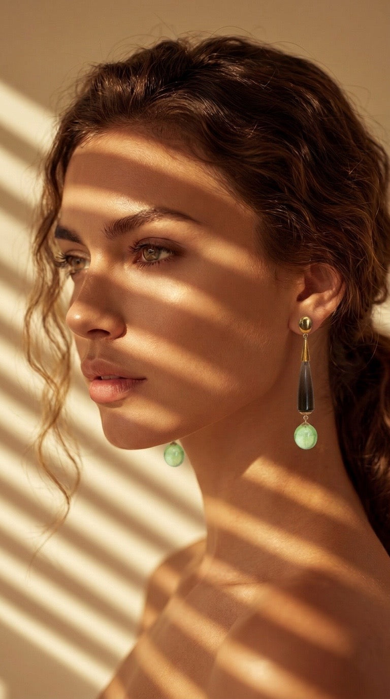 Smokey Quartz & Peridot Gemstone Chandelier Earrings, 18k Gold