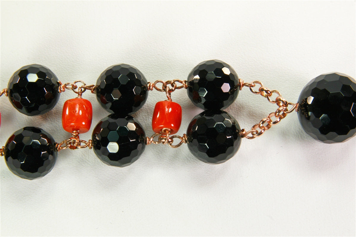 Black Onyx, Horn & Coral Bracelet by Amle view 3