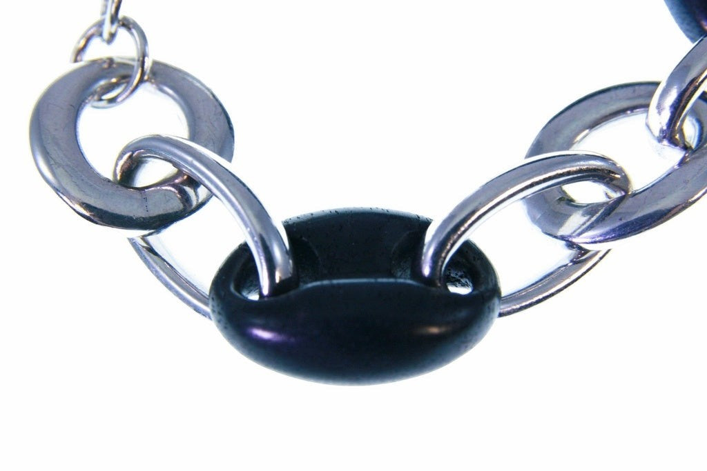 Sterling Silver & Black Ebony Link Bracelet view 2