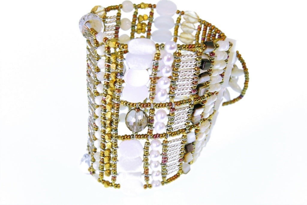 Statement Cuff Bracelet in Citrine & Pearl by Ziio view 3