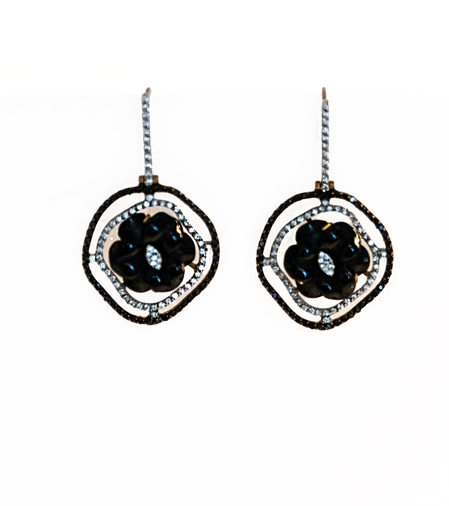 Black Onyx & Diamond Drop Earring, 18k Gold