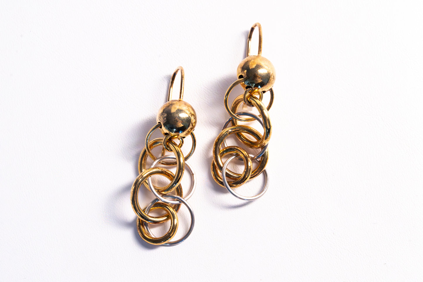 Two-Tone Long Sterling Silver Drop Earring by Frederic Duclos