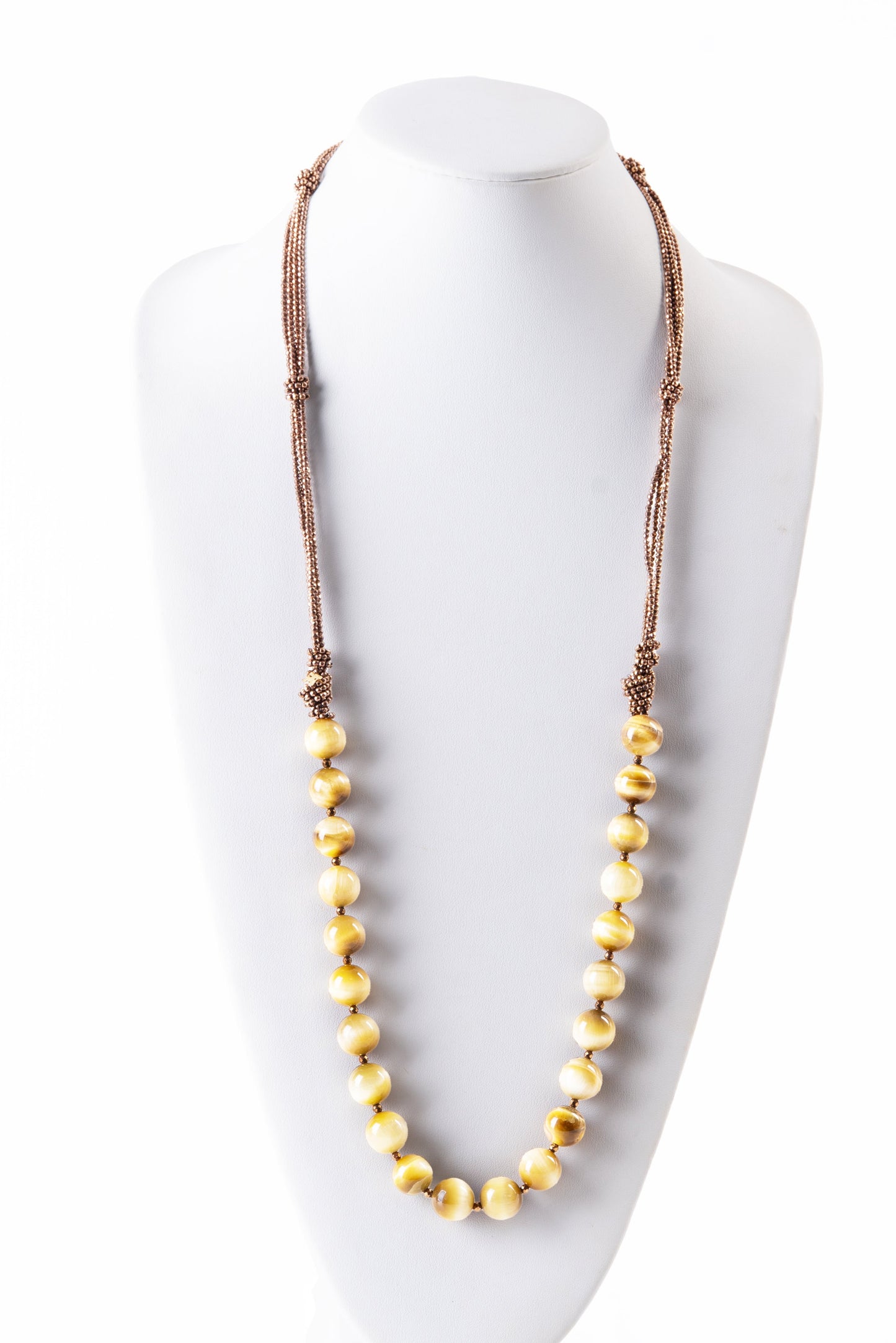 Long Tiger Eye & Hematite Necklace by Rajola