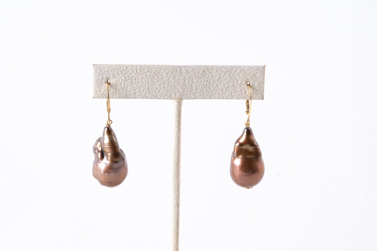 Bronze Baroque Pearl Drop Earring, 18k Gold