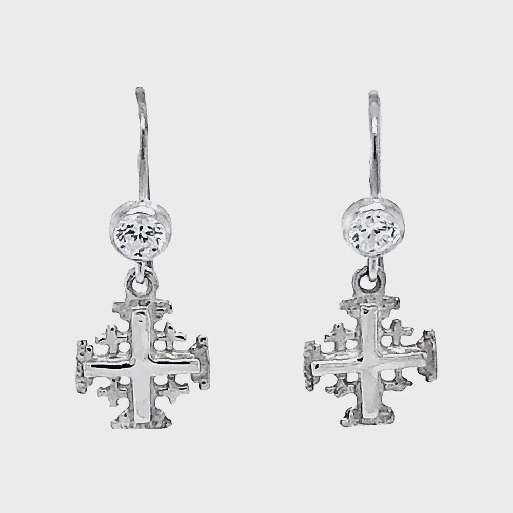 Jerusalem Cross Drop Earrings