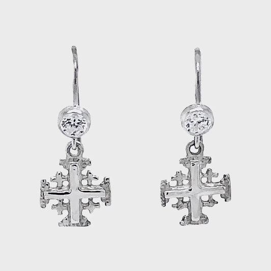 Jerusalem Cross Drop Earrings