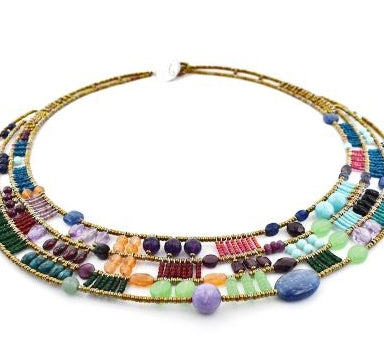 Cici - Ziio’s Multi-Color Gemstone Statement Necklace