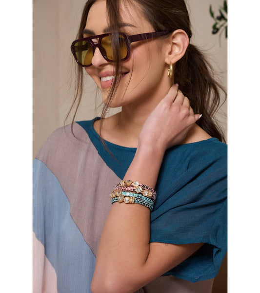 Bling Charm Leather Scale Bracelet