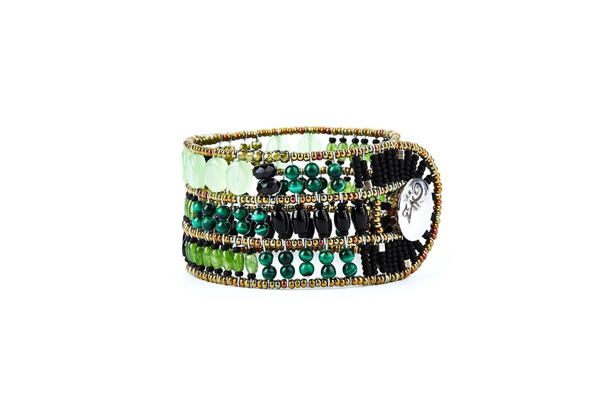 Green Chrysoprase & Malachite Gemstone Bracelet by Ziio view 2