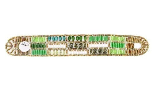 Peridot & Jade Patchwork Gemstone Cuff Bracelet by Ziio