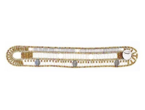 Mother of Pearl & Labradorite Gemstone Cuff Bracelet by Ziio