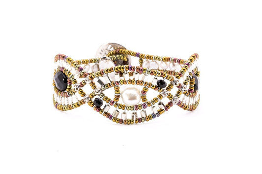 White Pearl & Black Onyx Bracelet by Ziio