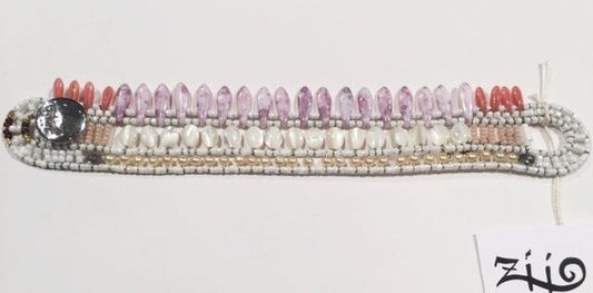 Ziio's Mistinguett Bracelet in Mother of Pearl & Pink Bohemian Glass