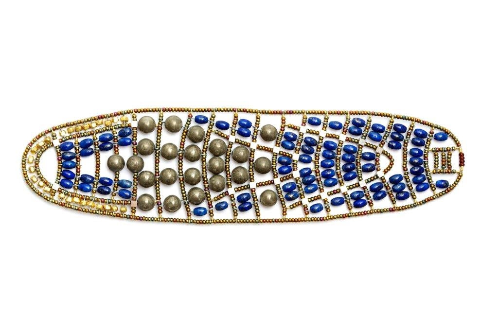 Ziio's Statement Cuff in Blue Lapis & Pyrite Gemstones view 3