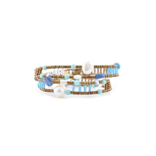 Ziio's Shinju Boa Bracelet in Turquoise Gemstones