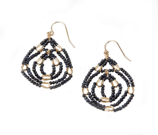 Dark Blue Sapphire Beaded Earring by Mabel Chong view 2