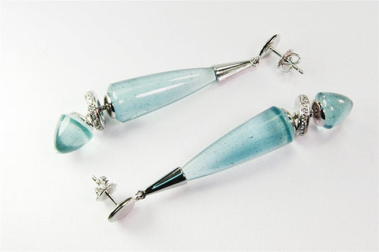 Aquamarine & Diamond Chandelier Earrings, 18k Wht Gold view 3