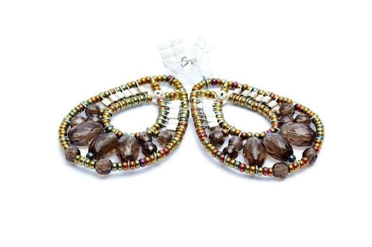 Ziio's Oval Tear Drop Earring in Smockey Quartz