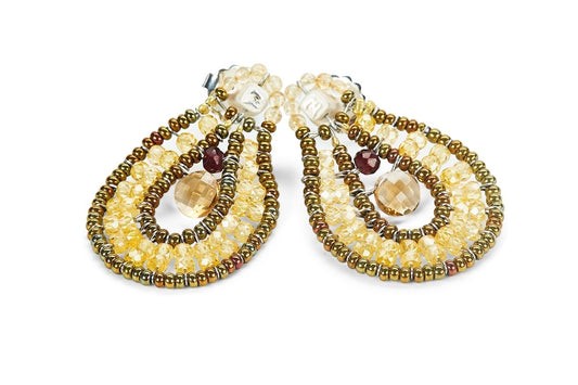 Yellow Zircon & Citrine Oval Drop Earring by Ziio