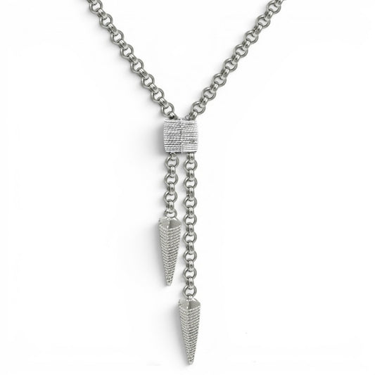 Sterling Silver Wraped Lariat Drop Necklace by Frederic Duclos