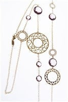 Long Purple Amethyst & Filigree 18k Gold Necklace