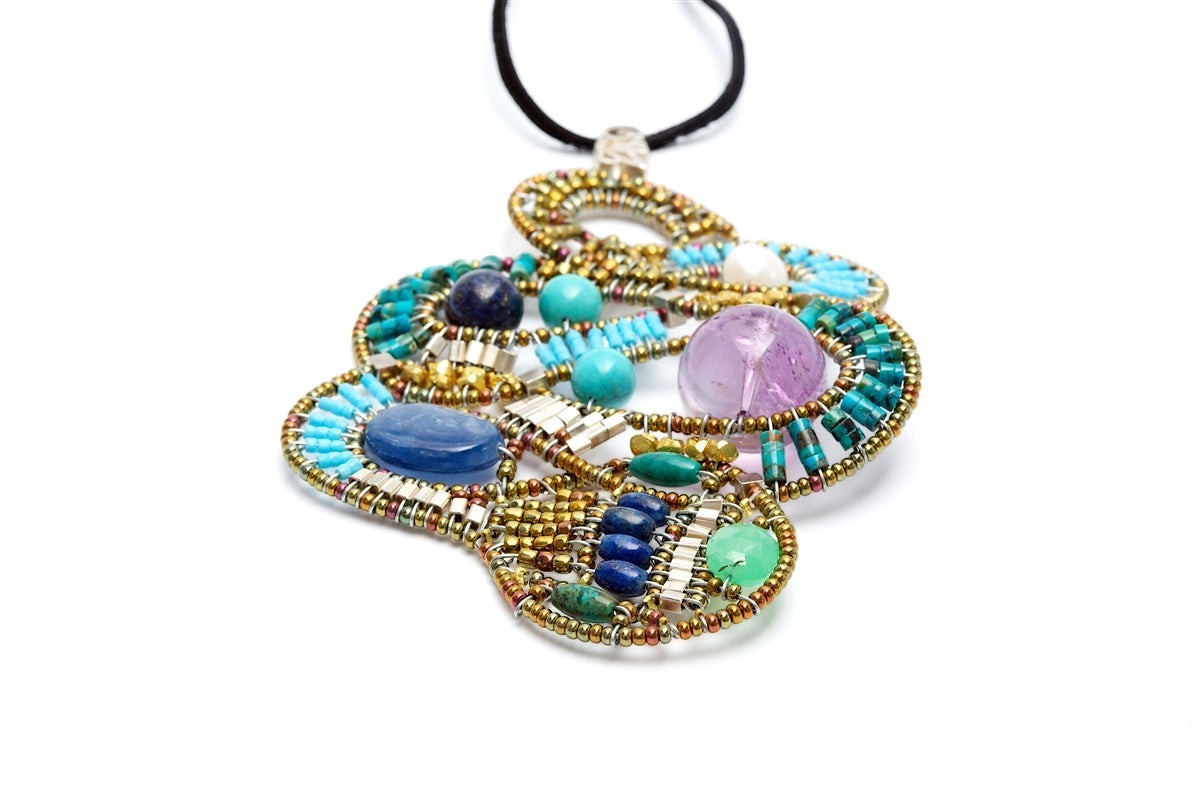 Turquoise, Kyanite, Lapis & Amethyst Mamba Pendant Necklace by Ziio