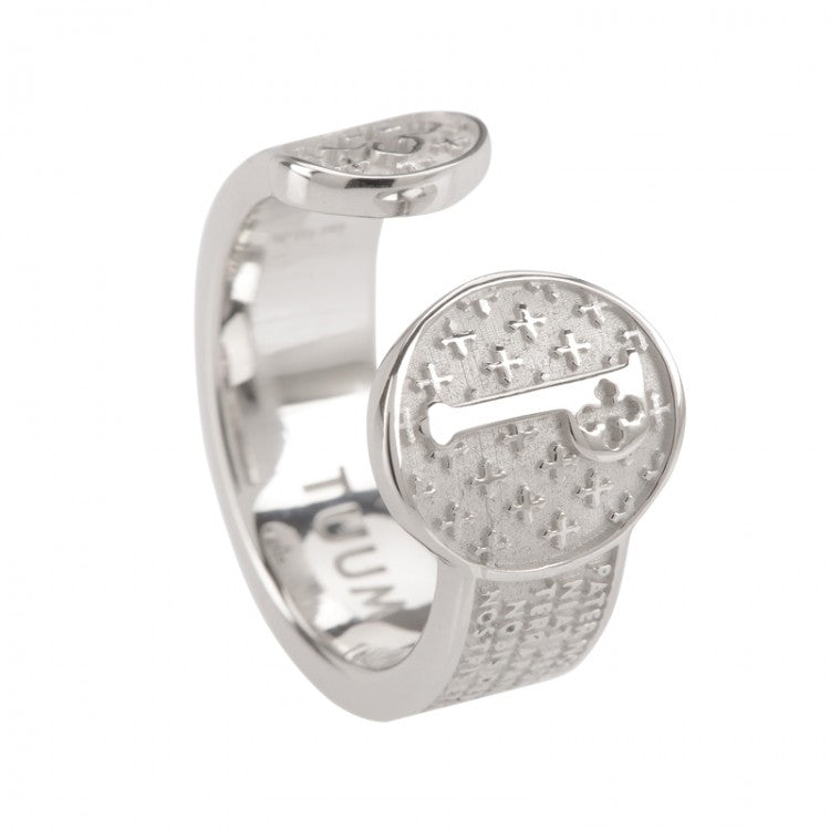 Tuum's Infinituum Pater Ring, White Rhodium Sterling Silver