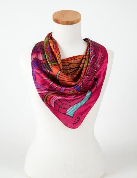 Pink Jungle Print 36 in. Square Silk Satin Scarf view 4