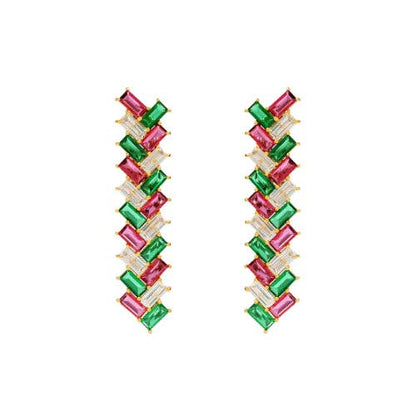 Red, White & Green Geometric Earrings