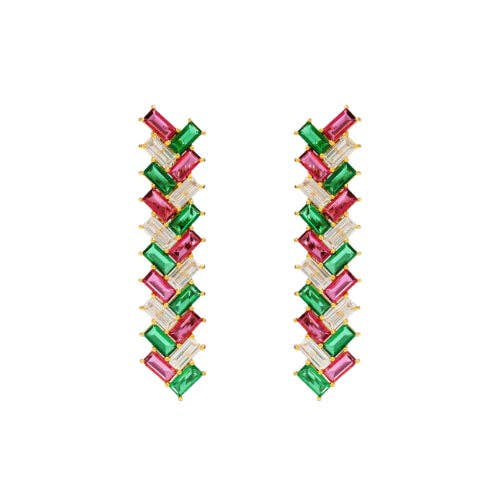Red, White & Green Geometric Earrings