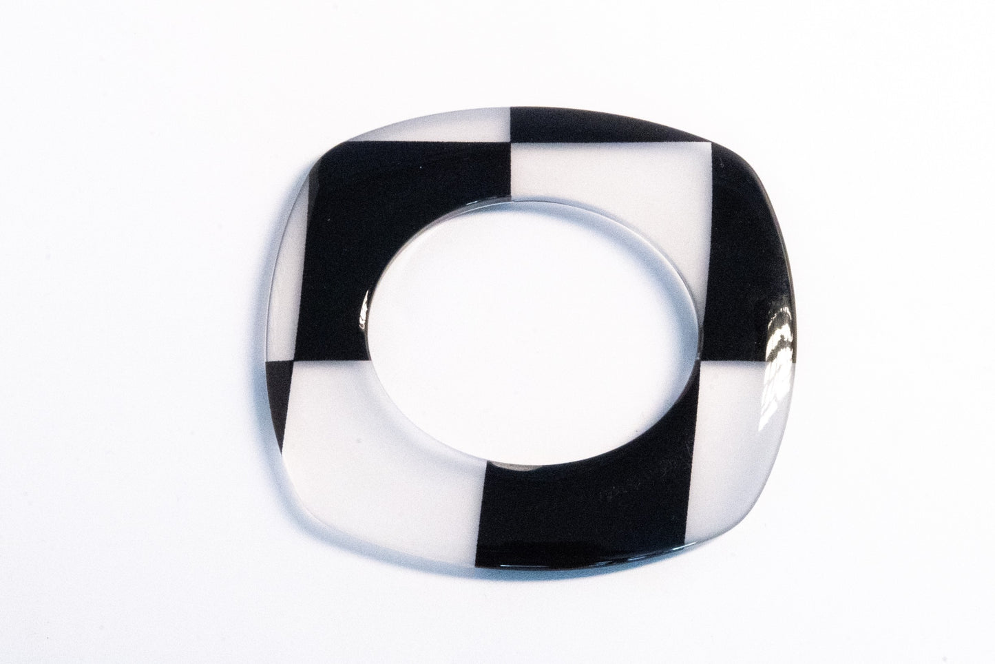 Black & White Checkerboard Acrylic Flat Bangle