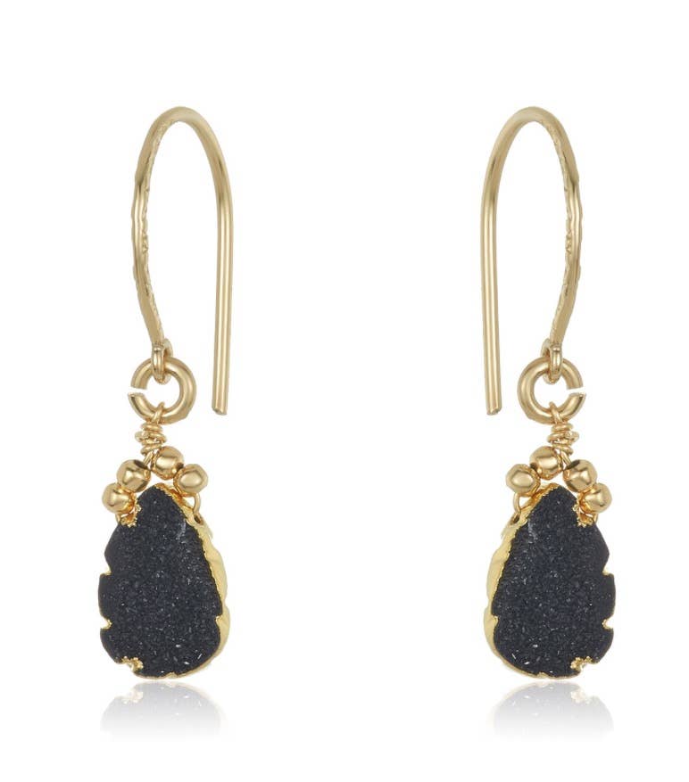 Druzy Teardrop Earrings in Gold