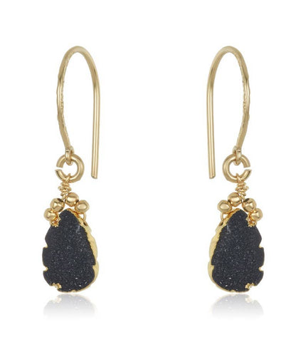 Druzy Teardrop Earrings in Gold